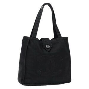 CHANEL Hand Bag Nylon Black CC Auth 139215
